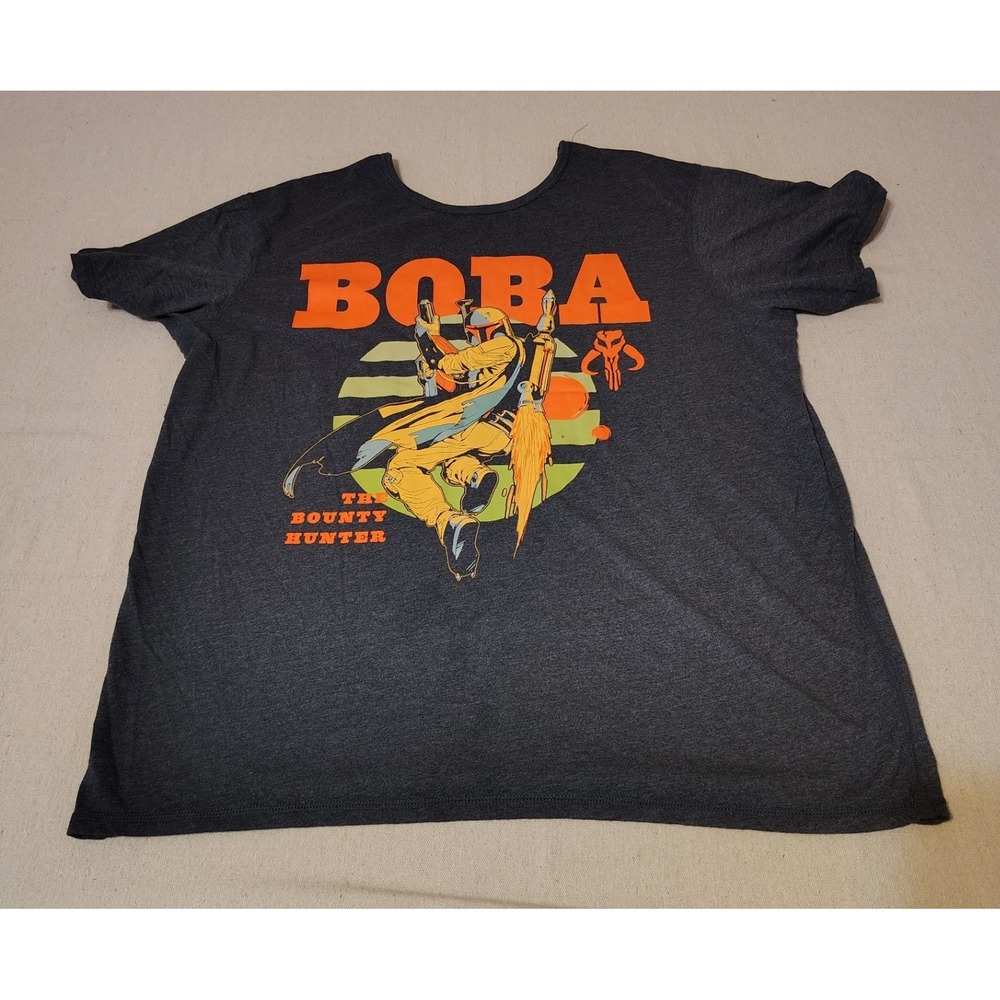 Disney Star‎ Wars Boba Fett The Bounty Hunter Graphic Tee Charcoal Gray Large